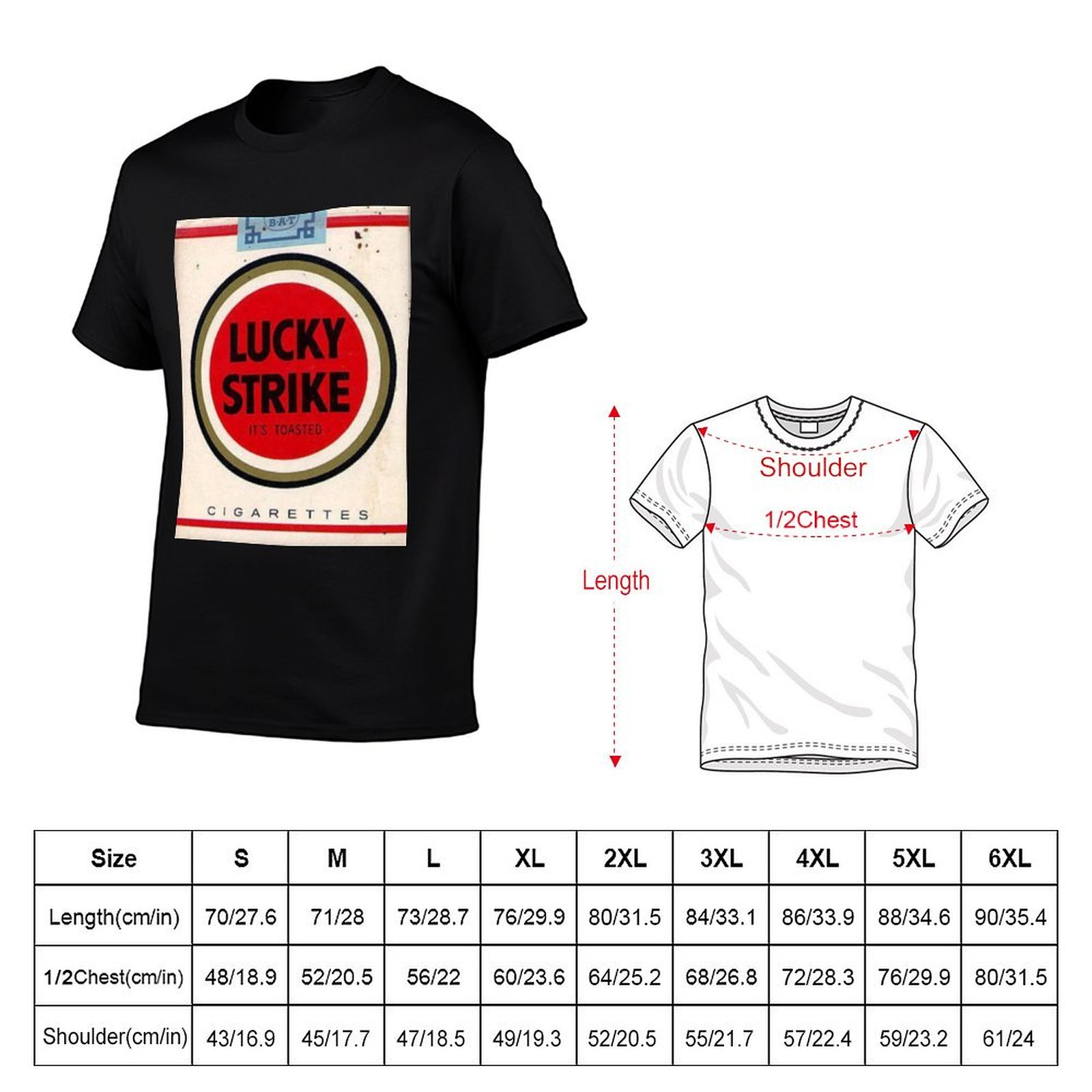 Camiseta masculina Lucky Strik - Anime Merchandise For Men avaliação e preço